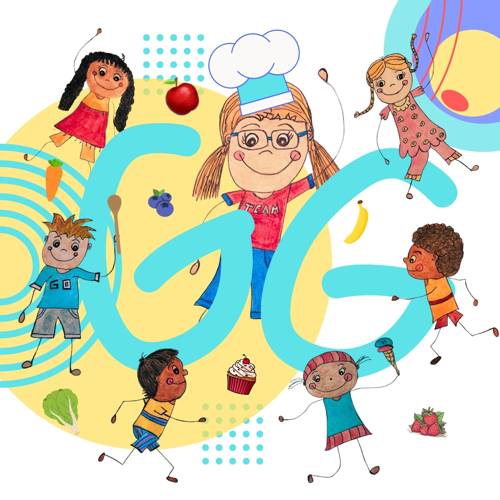 Gracelyn and grandkids cooking together